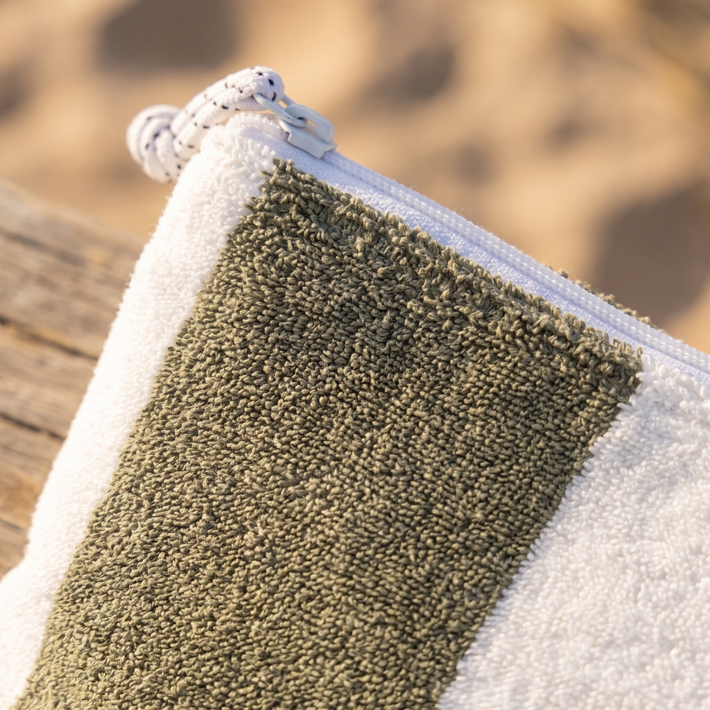 Terry Beach Pouch - Olive — detail shot