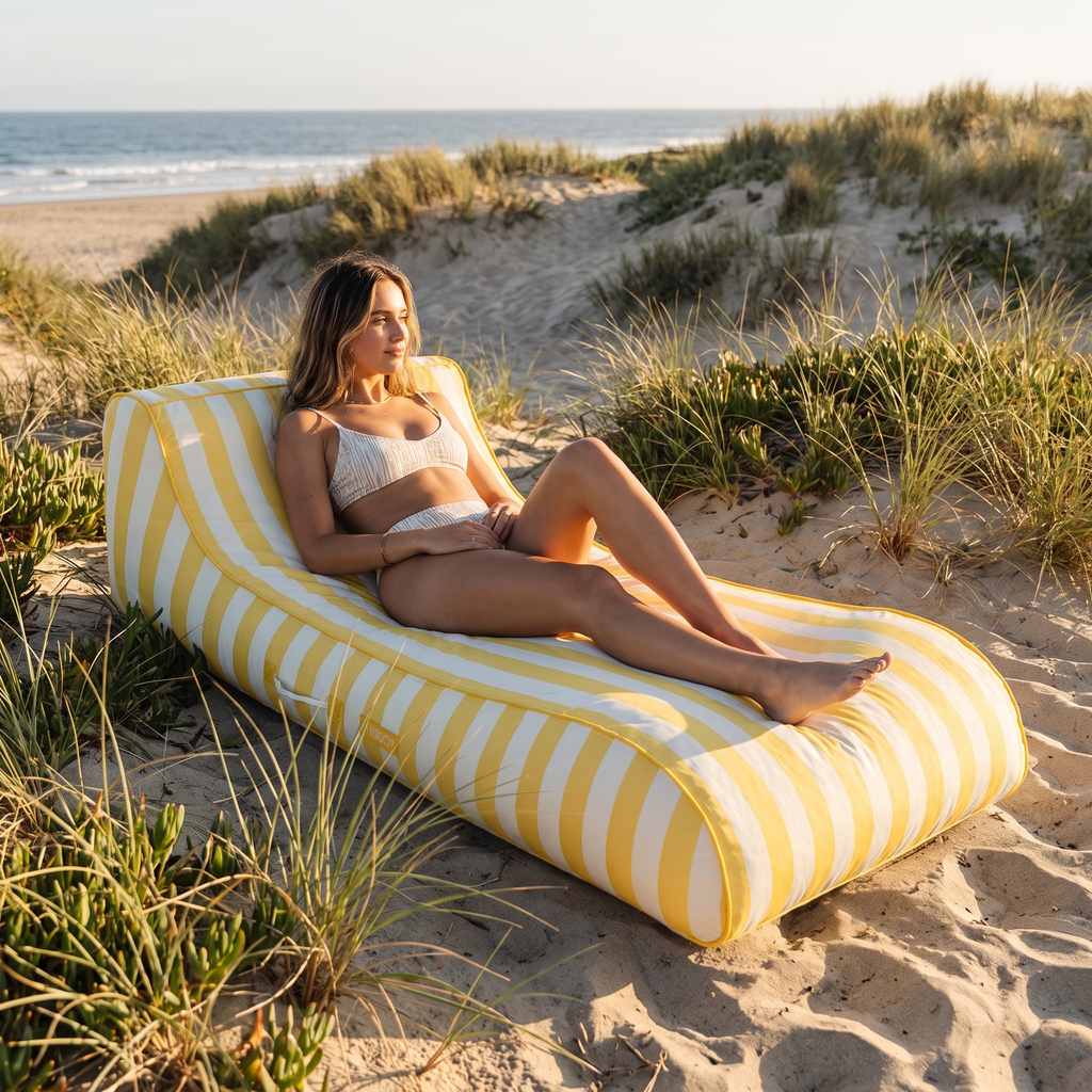 Fabric Sunbed Lounger - Yellow Cabana — hero shot