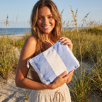 Terry Beach Pouch - Blue Stripe — hero shot