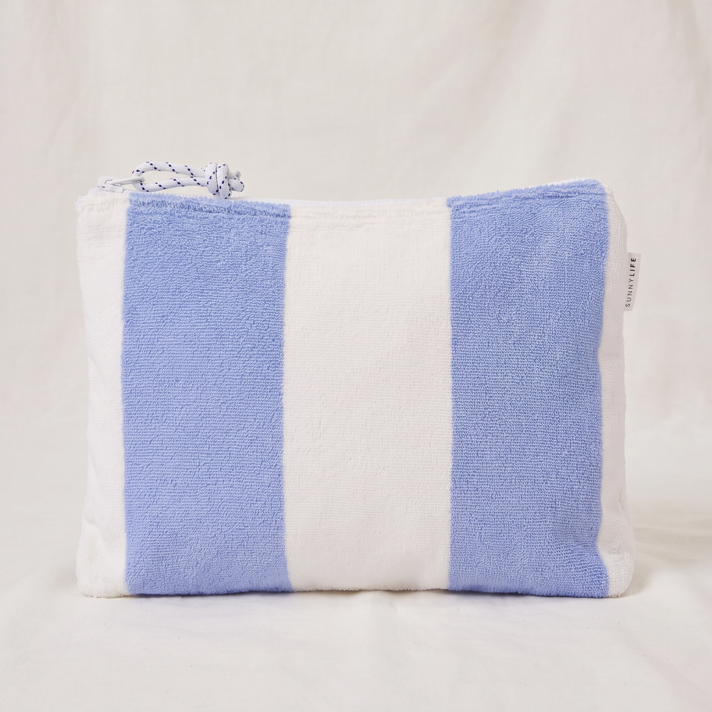 Terry Beach Pouch - Blue Stripe — front shot