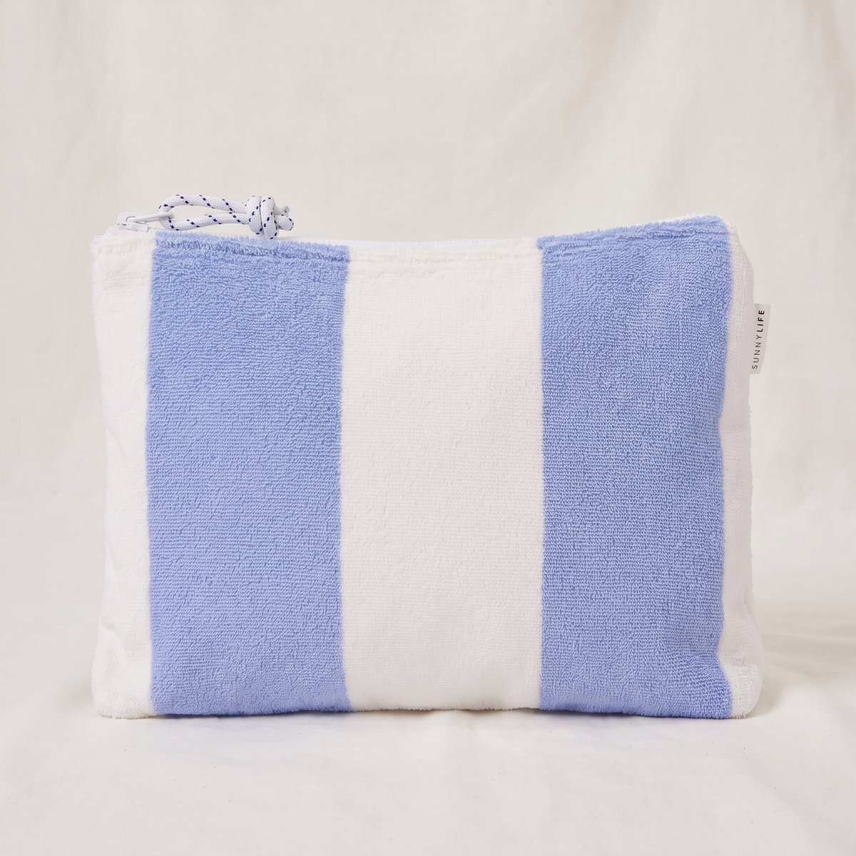 Terry Beach Pouch - Blue Stripe — front shot