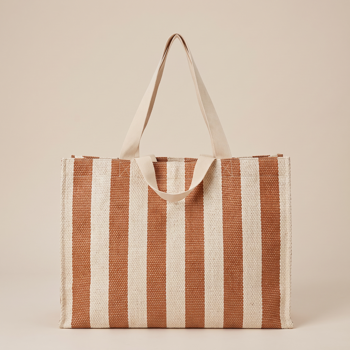 Carryall Beach Bag - Clay Stripe — front shot