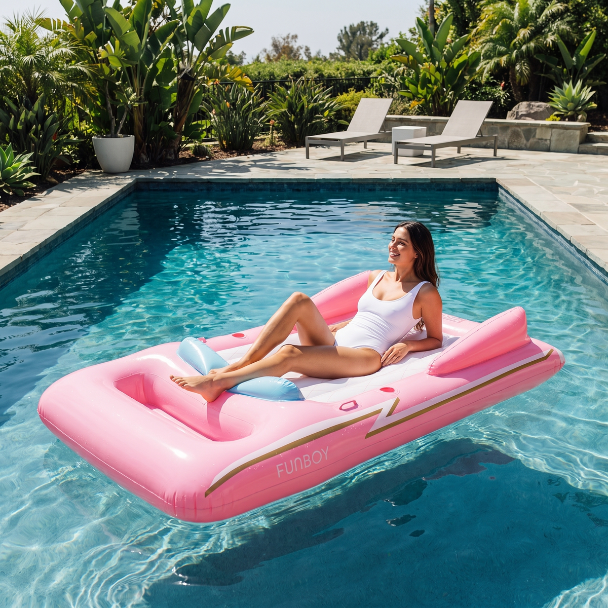 Retro Convertible Pool Float — hero shot