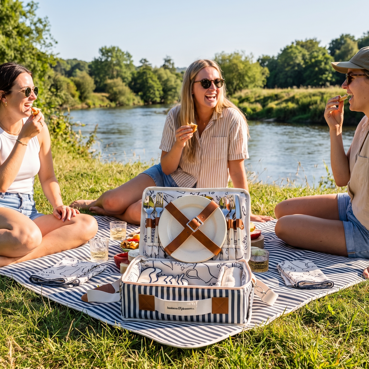 The Picnic Set - Lauren's Navy Stripe — hero shot