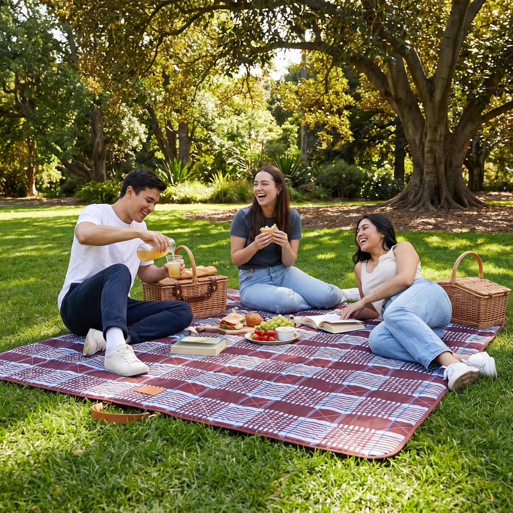 The Gatherer Luxe Picnic Rug - Mulberry — hero shot