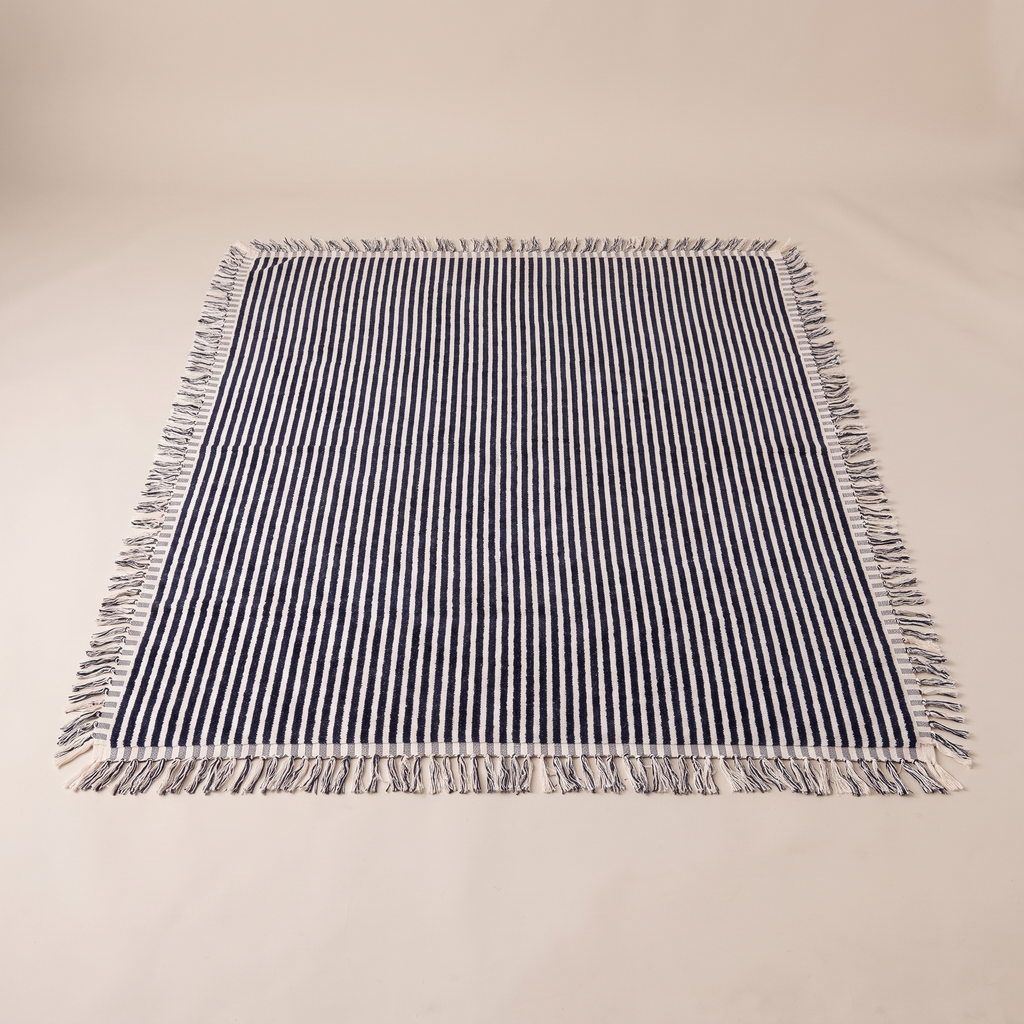 The Beach Blanket - Lauren's Navy Stripe — front shot