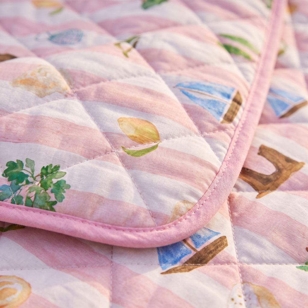 The Gatherer XL Picnic Rug - Boat Days — detail shot