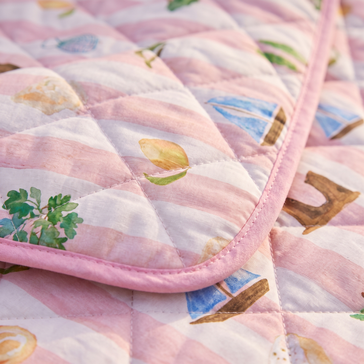 The Gatherer XL Picnic Rug - Boat Days — detail shot