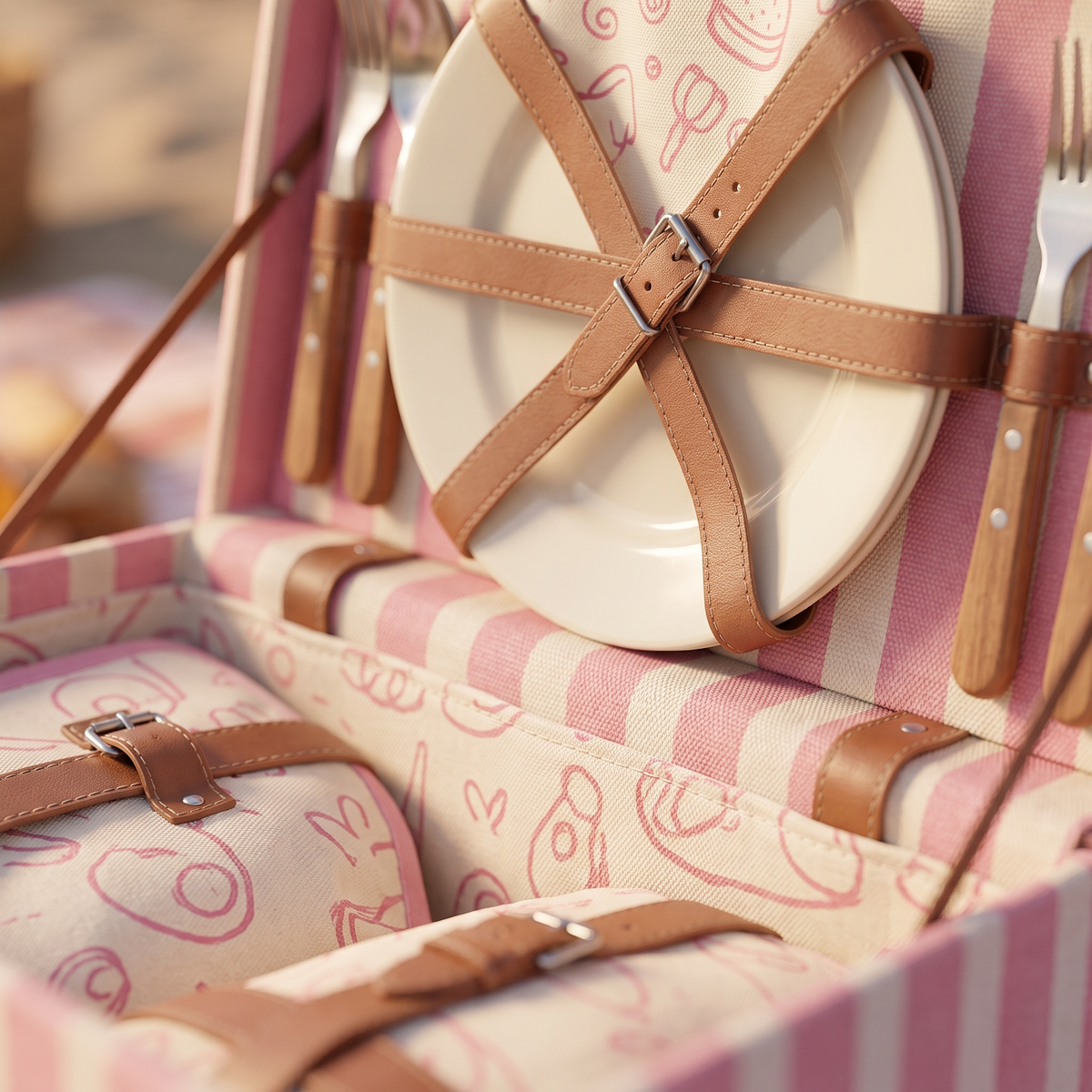 The Picnic Set - Lauren's Pink Stripe — detail shot