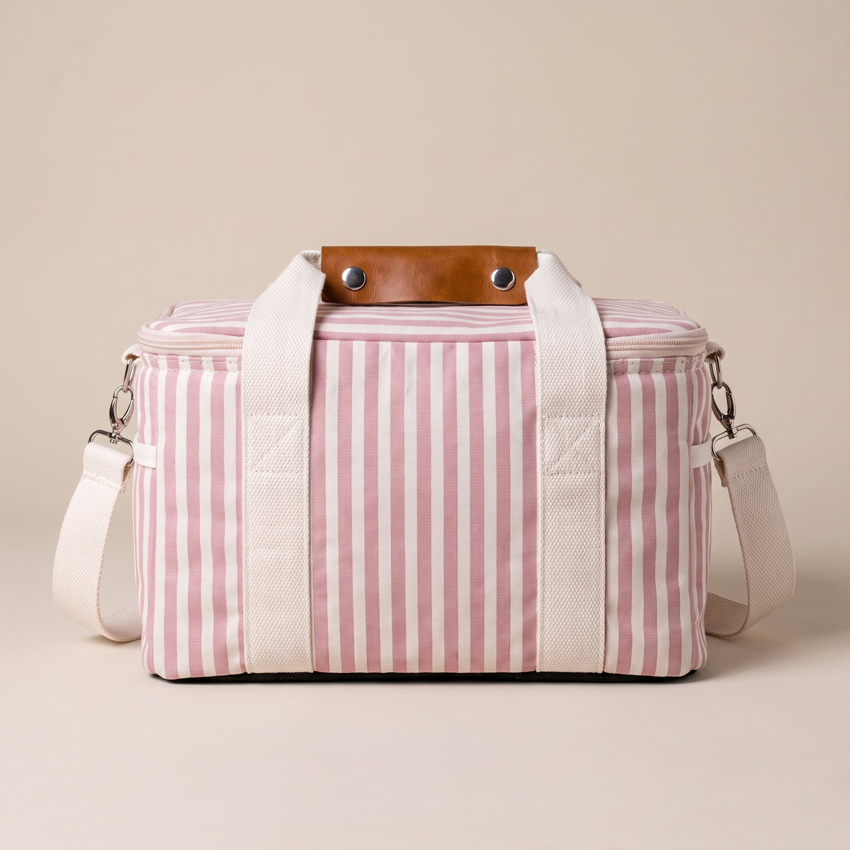 The Premium Cooler Bag - Lauren's Pink Stripe — front shot