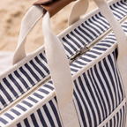 The Cooler Tote Bag - Lauren's Navy Stripe — detail shot