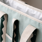 The Holiday Cooler Tote Bag - Rivie Green — detail shot