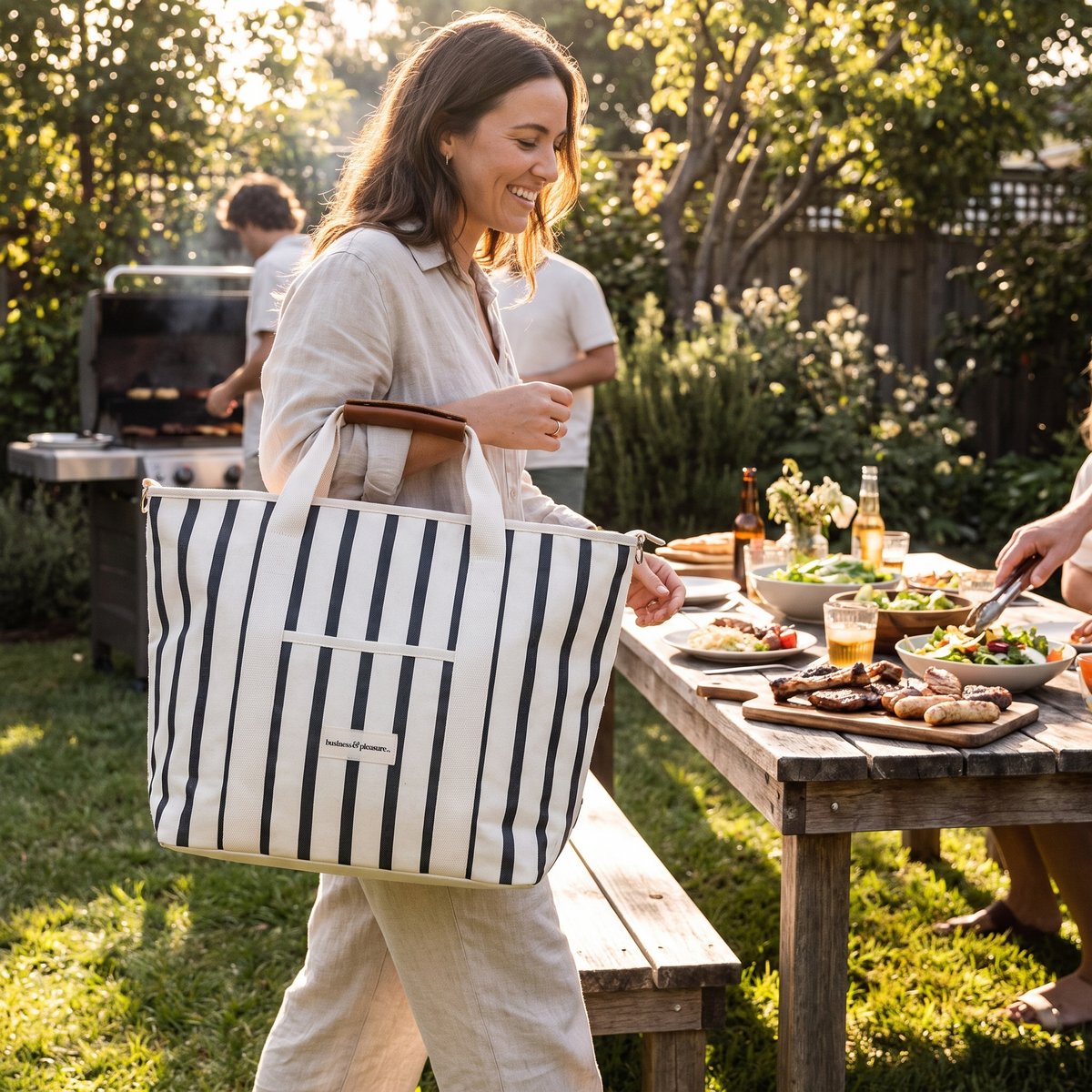 The Cooler Tote Bag - Monaco Black Stripe — hero shot