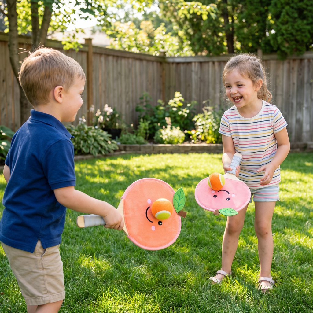 Kids Velcro Beach Bats - Poppy the Peach — hero shot