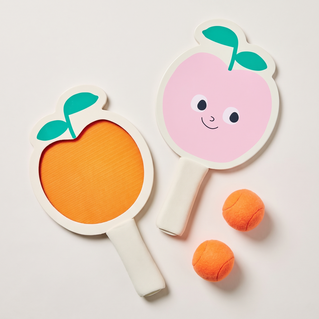 Kids Velcro Beach Bats - Poppy the Peach — front shot