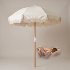 The Holiday Beach Umbrella - Antique White — front shot