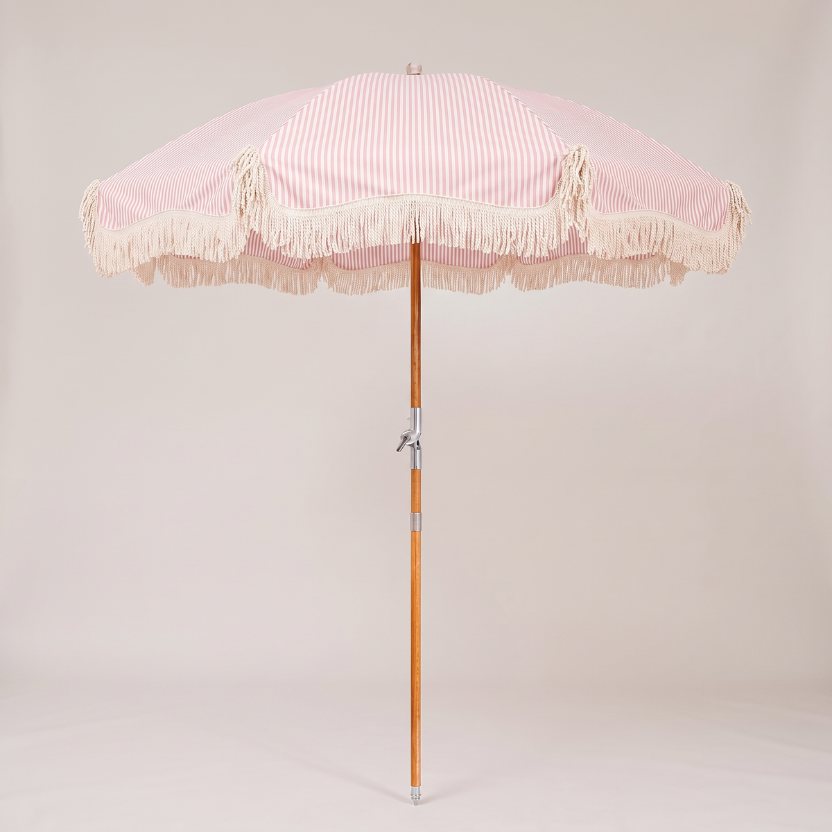 The Premium Beach Umbrella - Lauren's Pink Stripe — front shot