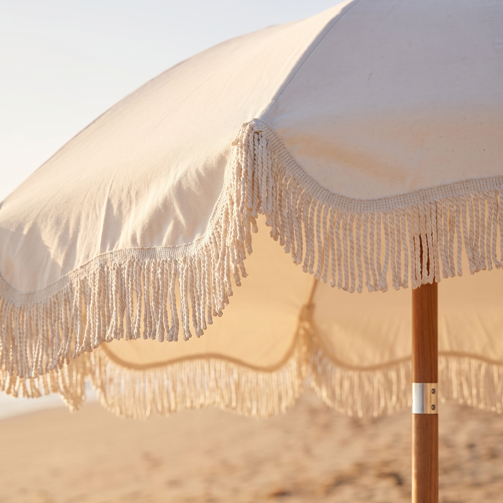 The Holiday Beach Umbrella - Antique White — detail shot