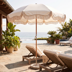 The Premium Beach Umbrella - Antique White — angle shot