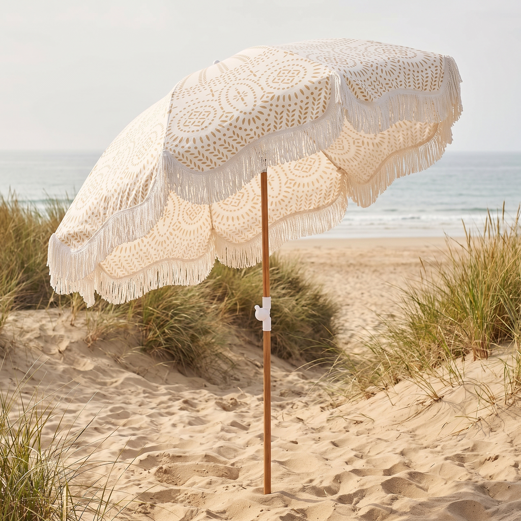 The Holiday Beach Umbrella - Eyelet — angle shot