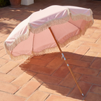 The Premium Beach Umbrella - Lauren's Pink Stripe — angle shot
