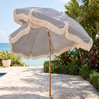 The Premium Beach Umbrella - Lauren's Navy Stripe — angle shot