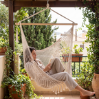 Gardeon Hammock Chair Swing Camping Mesh Cream — hero shot