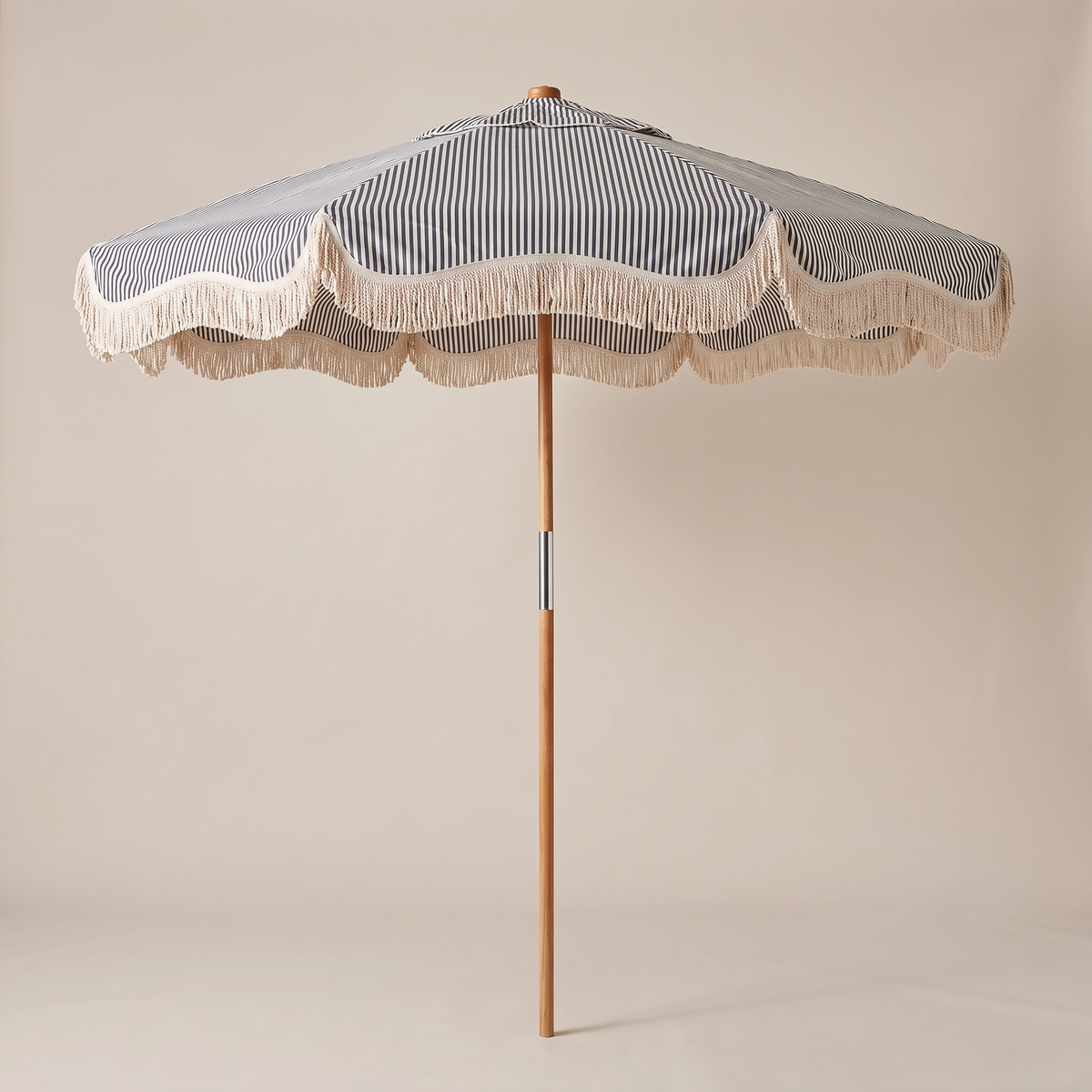 The Market Umbrella - Lauren's Navy Stripe — front shot