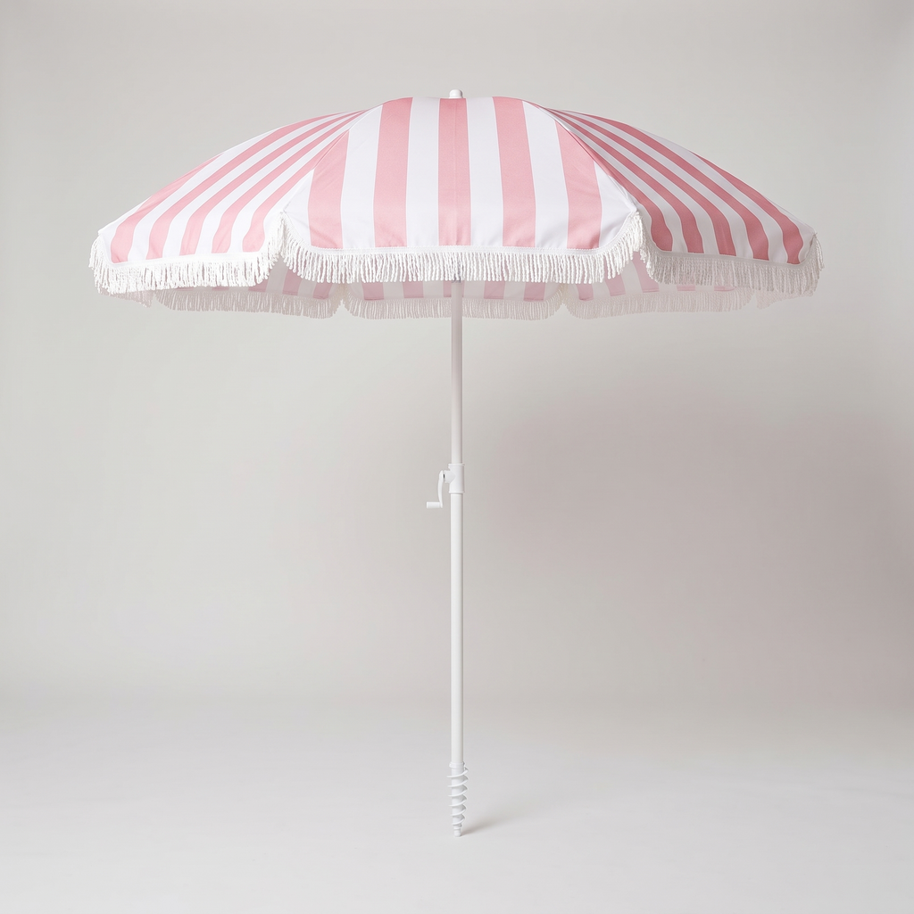 The Mañana Umbrella - Strawberry Daiquiri Stripe — front shot
