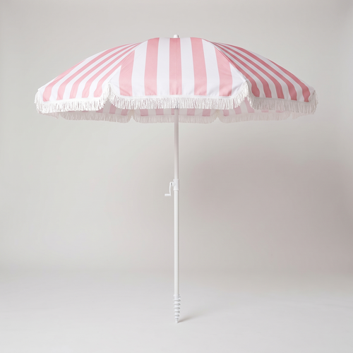 The Mañana Umbrella - Strawberry Daiquiri Stripe — front shot