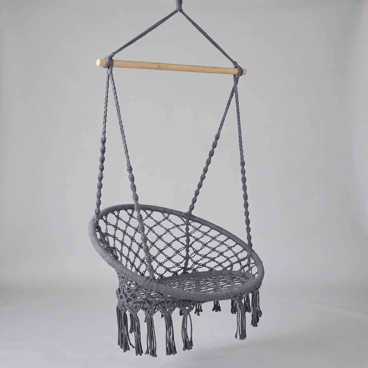 Gardeon Hammock Chair - Hanging Macrame / Cotton - Grey — front shot