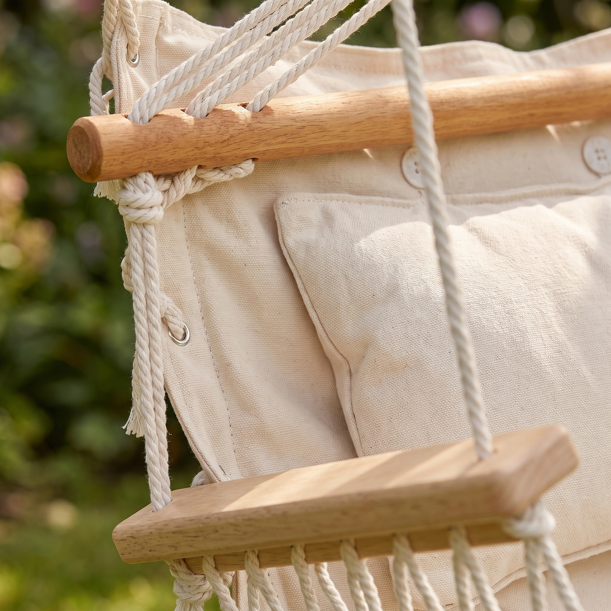 Gardeon Hammock Chair Hanging with Armrest - Cream — detail shot