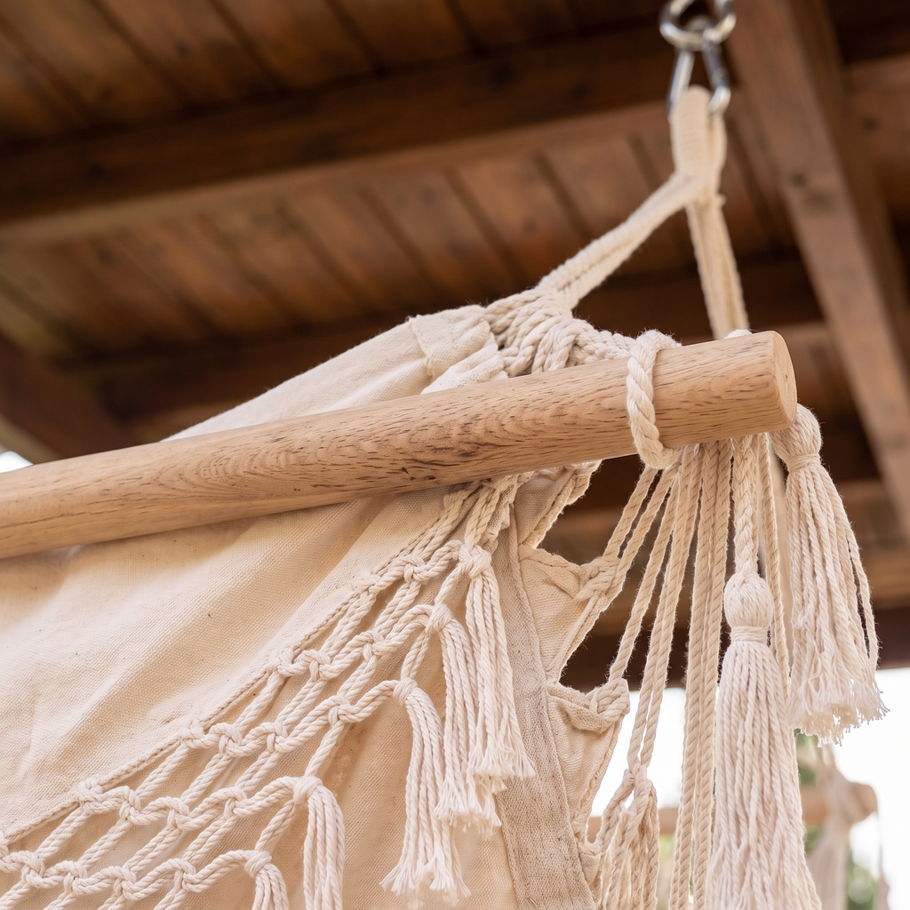Gardeon Hammock Chair Swing Camping Mesh Cream — detail shot
