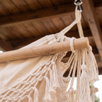 Gardeon Hammock Chair Swing Camping Mesh Cream — detail shot
