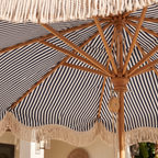 The Market Umbrella - Lauren's Navy Stripe — detail shot