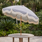 The Market Umbrella - Lauren's Navy Stripe — angle shot