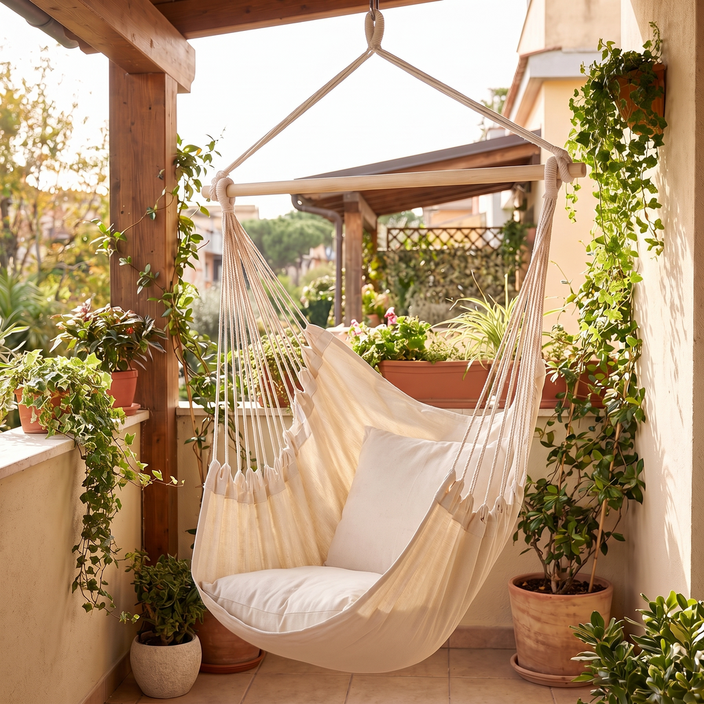Hammock Swing Chair - Cream — angle shot