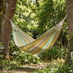 Corban Aqua Hammock Multicoloured Stripes 220x140cm — angle shot