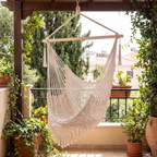 Gardeon Hammock Chair Swing Camping Mesh Cream — angle shot
