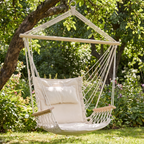 Gardeon Hammock Chair Hanging with Armrest - Cream — angle shot