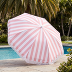 The Mañana Umbrella - Strawberry Daiquiri Stripe — angle shot