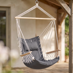 Gardeon Hammock Chair Hanging with Armrest - Grey — angle shot